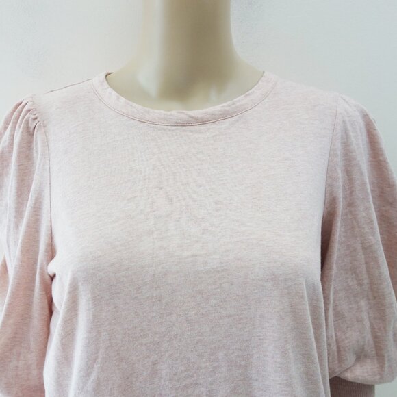 7 FOR ALL MANKIND Puff Sleeve Shirt - Heathered Pink- S EUC - Picture 2 of 8